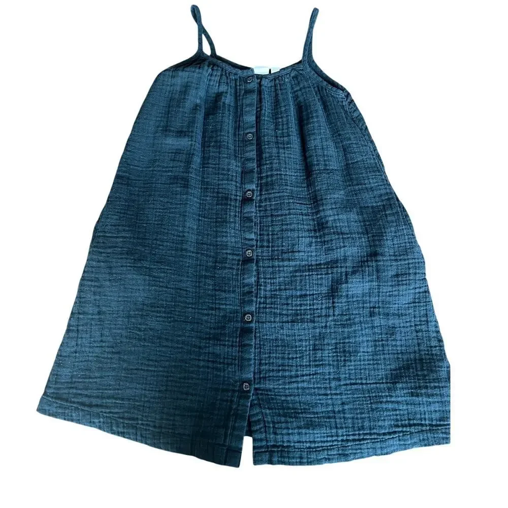 Gap Girls Summer Dress, Black, Button Down, Medium/8, 100% Cotton, Pockets